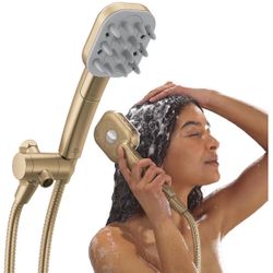 Delta VersaCurl Detangling Handheld Shower Head Tool for Curly Hair with 3 Curl Defining Brush Inserts Included, Detangler Brush Hand Shower with Hose