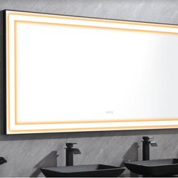 72x48 LED Lighted Bathroom Wall Mounted Mirror with High Lumen+Anti-Fog Separately Control+Dimmer Function big clearance sale
