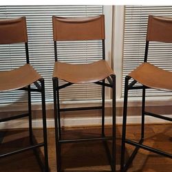 Grandin Road Leather Bar Chairs