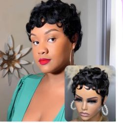 ✨ Short Curly Pixie Wig – Natural Look ✨