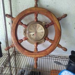 Porthole Ship Wheel Clock