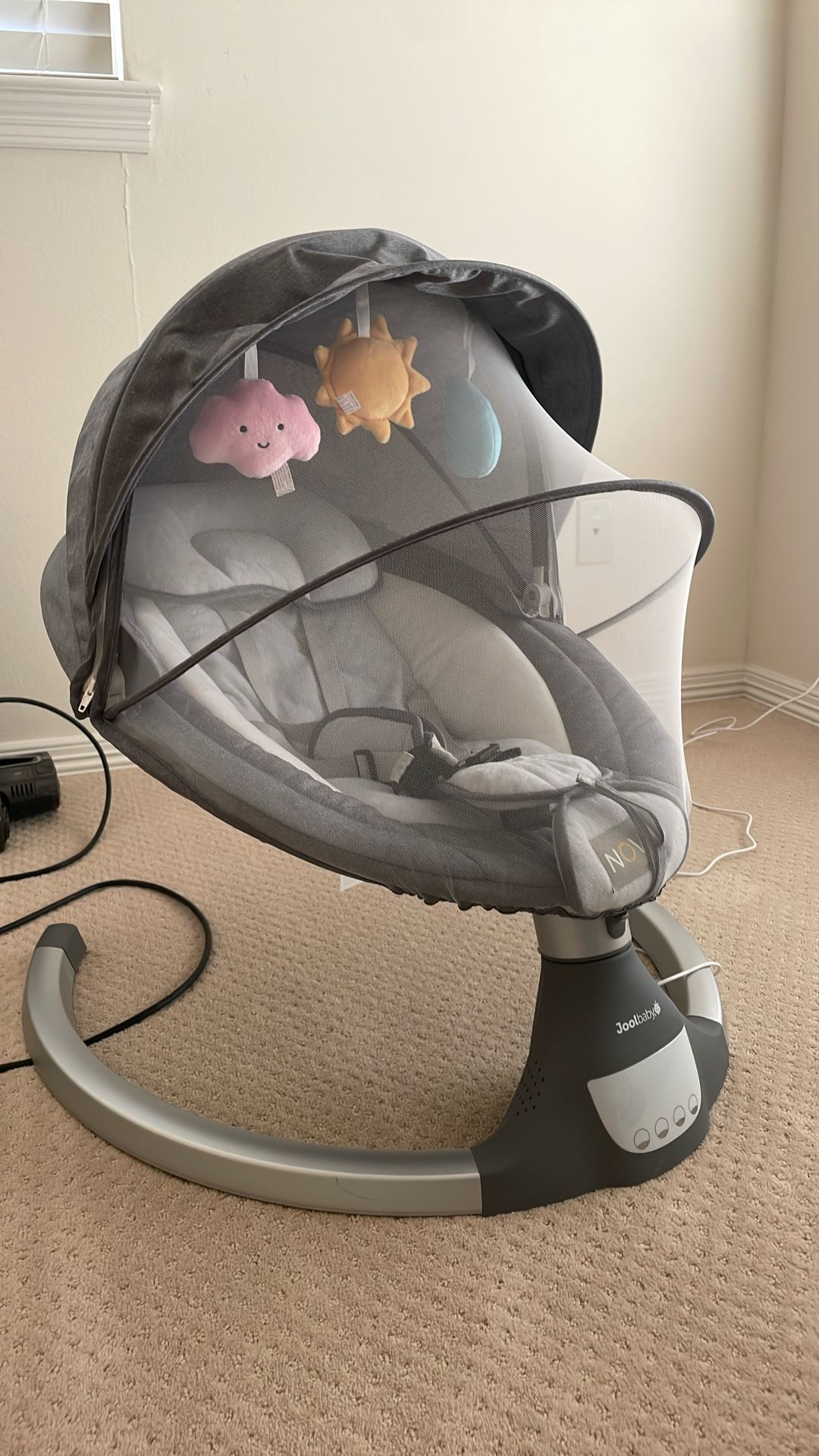 Joolbaby Nova Nature Baby Rocker With Plush Toys And Detachable Hood Top