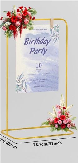Gold Wedding Welcome Sign Stand with Leather Hanging Straps for Wedding Ceremon