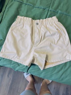 Cream High-Waist Shorts with Elastic Waistband