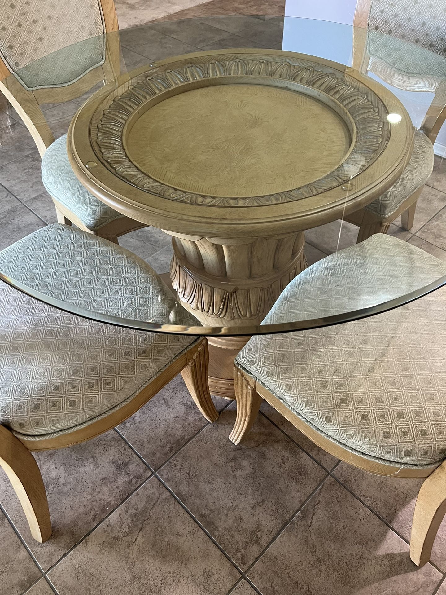 Glass Wooden Table Seats 4