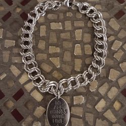 James Avery  "Double Curb Bracelet W Retired Do All Things With Love Charm"