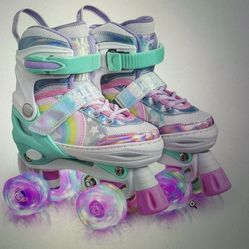 Rainbow Unicorn 4 Size Adjustable Roller Skates 3-5 5-8 6-12
