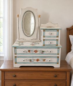Vintage Hand Crafted Wood Jewelry Box