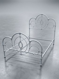 Vintage-Style White Metal Bed Frame (Headboard, Footboard, & Rails)