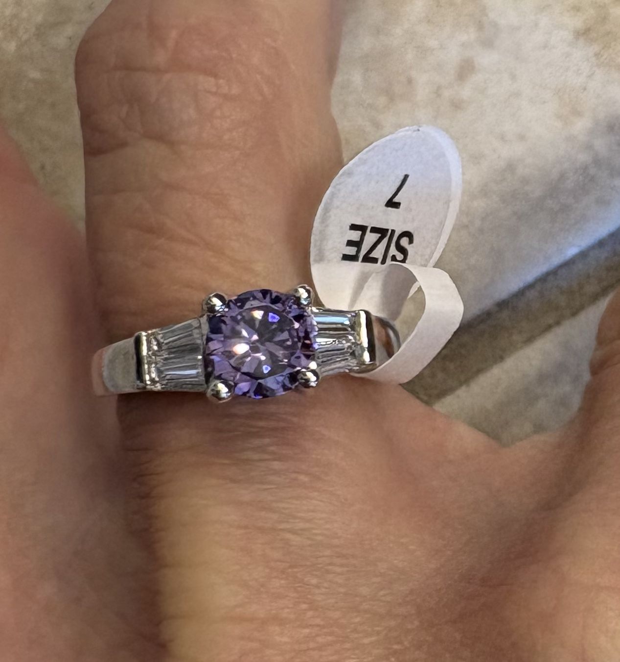 New CZ purple amethyst sterling silver size 7