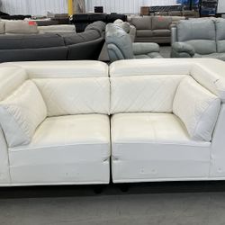 White Leather Sofa 