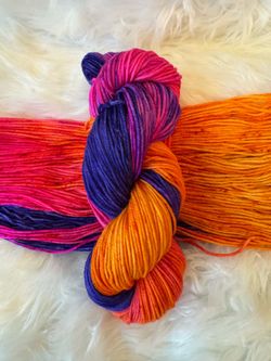 Worsted Yarn- Electric Ember- orange, blue, violet, speckled, pink