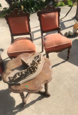 Antique chair + table
