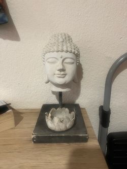Buddha Head Statue with Lotus Base