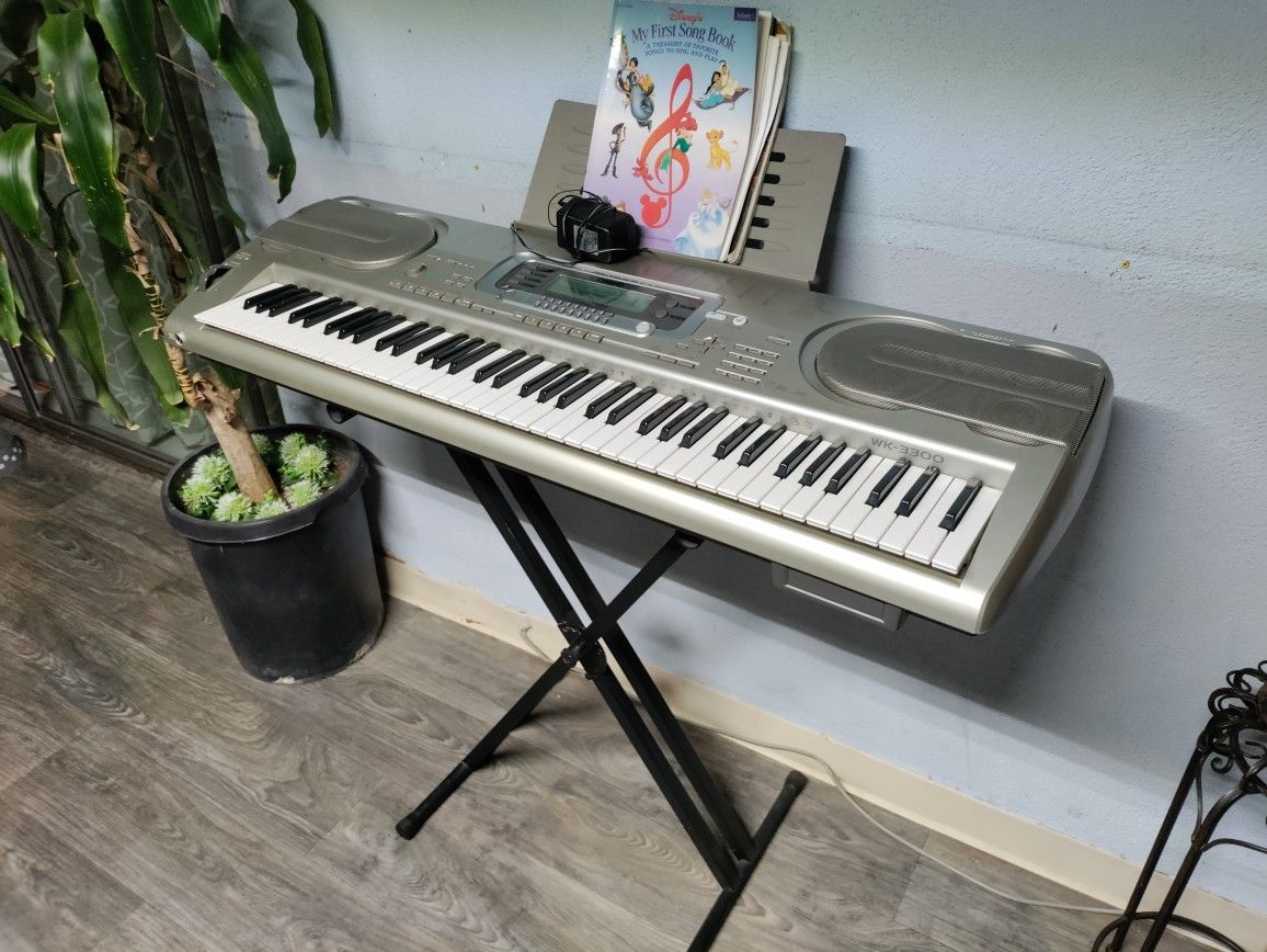 Casio WK-3300 Piano w/ Stand and Music Books