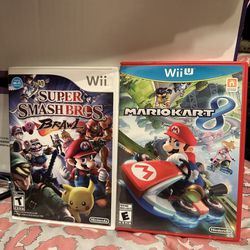 NINTENDO WII SUPER SMASH BRAWLS GAME AND MARIO  KART 8 FOR  WII U IN GREAT CONDITION  ( 25.00 EACH)
