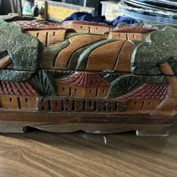 Hand Carved Honduras Wooden Box 
