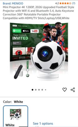 New - Football Style Mini Projector 4K Supported, WiFi 6 & Bluetooth