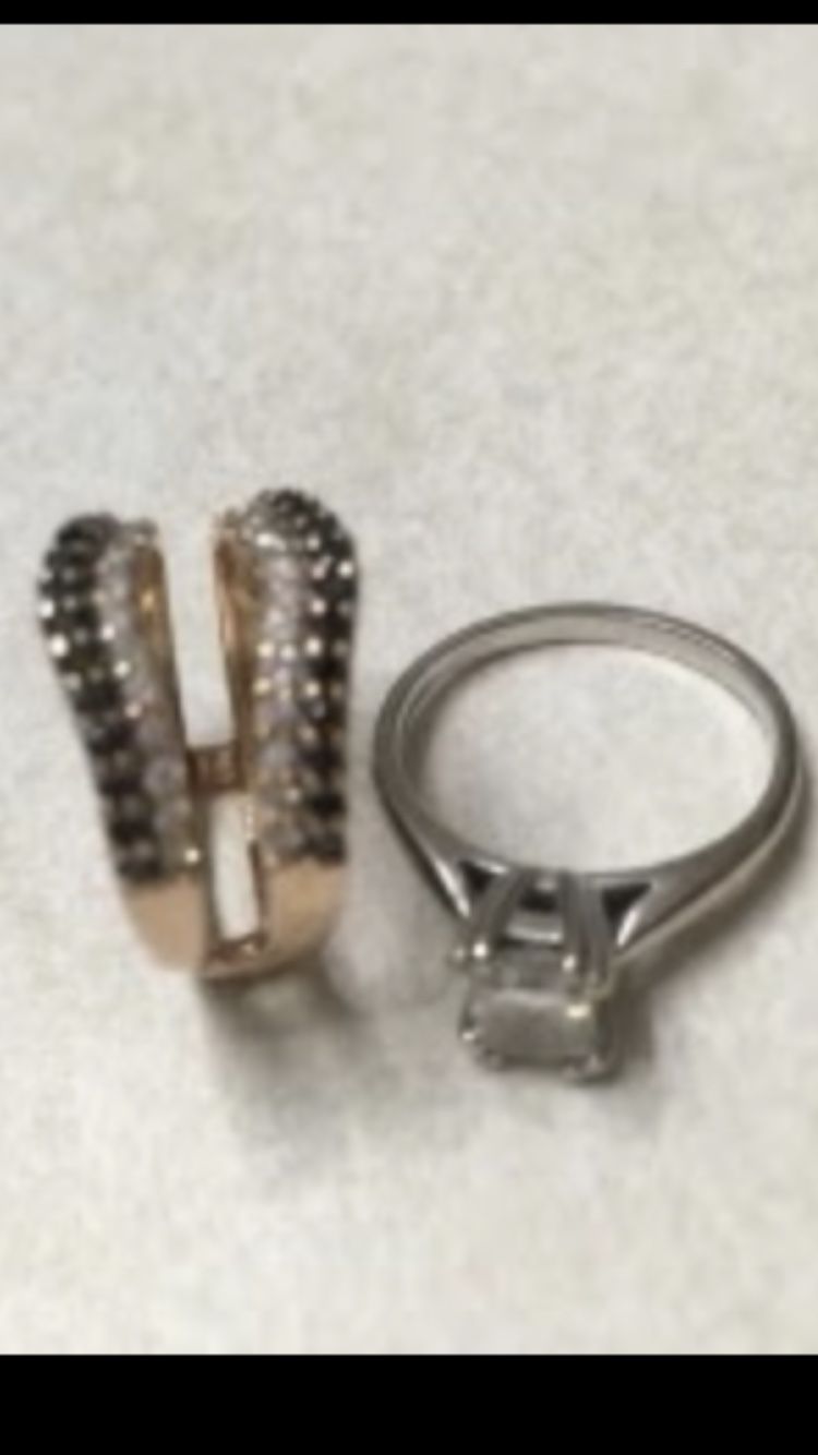 Two karat white and black diamond wedd set rose and white gold