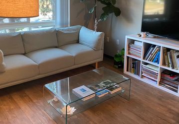 Glass table with shelf