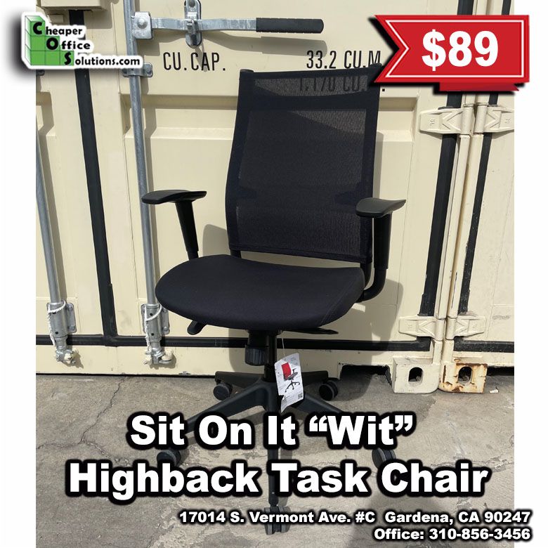 Sit On It "Wit" Black High Back Task Chair
