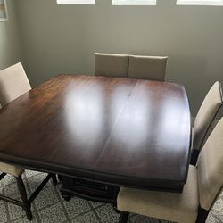Pub Height/High Top Dining Table (with storage) + 6 chairs $650