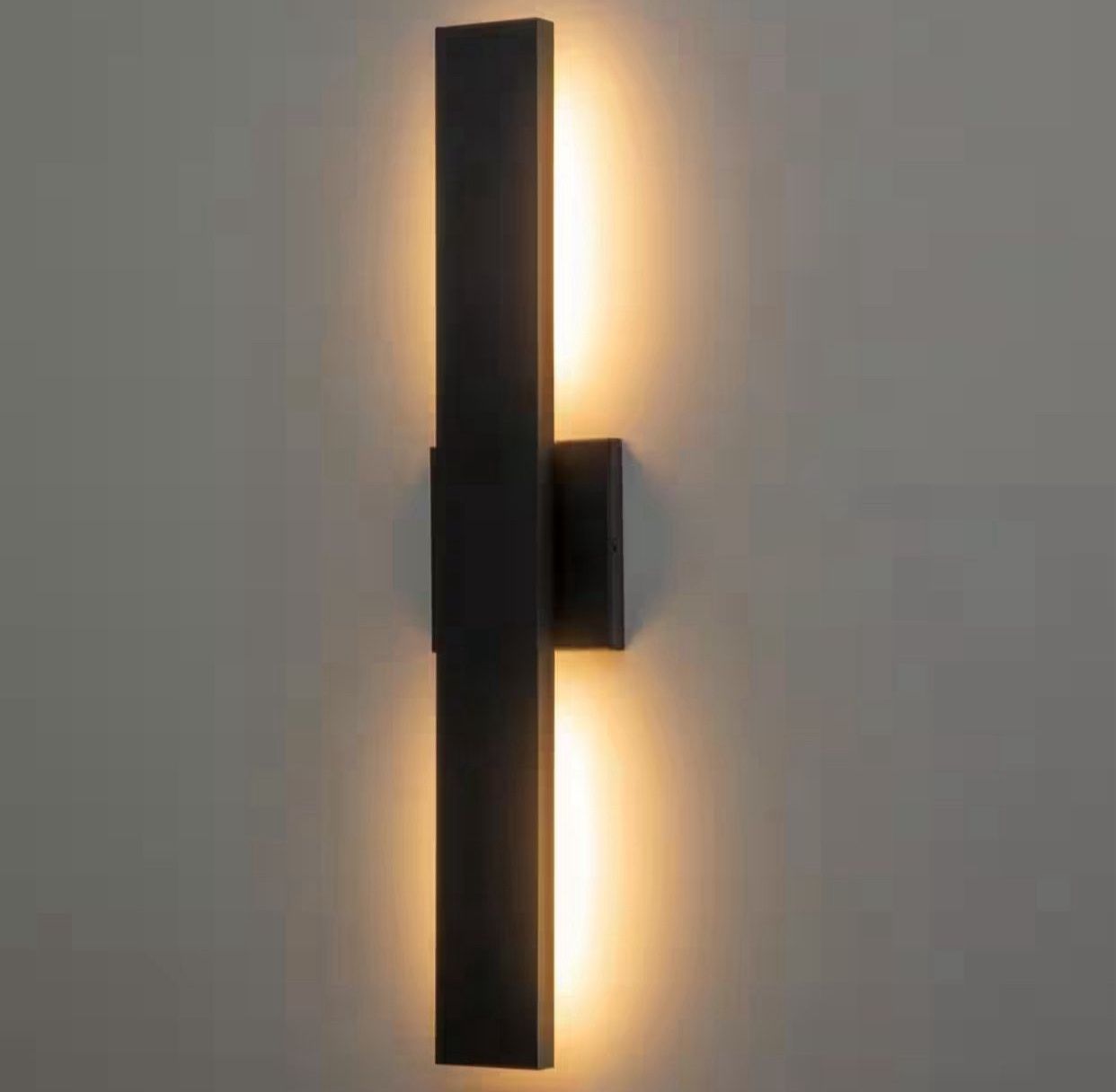 22”in. 2-Light Matte Black Aluminum Hardwired LED Outdoor Wall Lantern Sconce 1-Pack