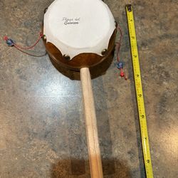 Vintage Wood Rattle Drum Percussion Instrument