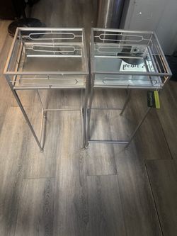 2 Glass Plant Stands New