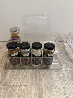 iDesign Linus Clear Pantry Spice Toiletry Snack Bin with Carrying Handles Organizer Rack