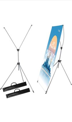 2-Pack Adjustable X-Frame Banner Stands