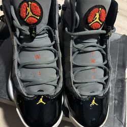 Jordan 6 Rings- Smoke Grey Black Red Gold