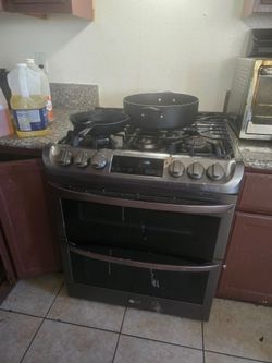 Black stainless stove double oven