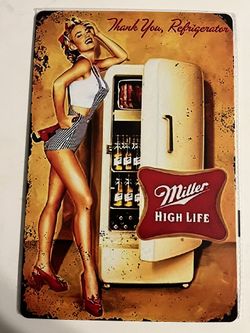 12” x 8” Miller High Life Beer Tin Sign Refrigerator