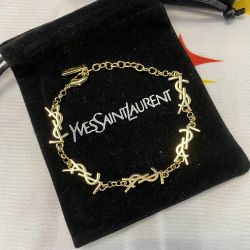 Gold Logo Plaque Chain Bracelet 