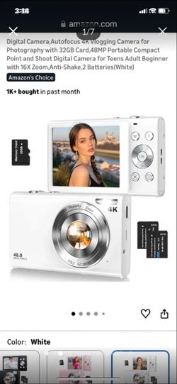 Digital Camera Autofocus 4K Vlogging Camera White