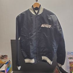 Vintage NHL Los Angeles Kings Black Starter Satin Bomber Jacket Men's Sz Medium