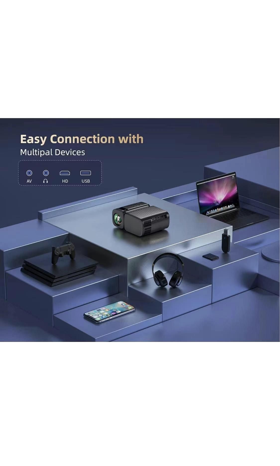 Mini Projector,8000L I WiFi Portable Outdoor Projector, HD 1080P 250" Supported, Dust-Proof Small Movie Projector for Home/Outside/Gaming/Camping