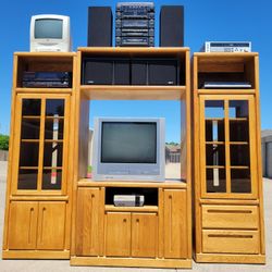 6FT Vintage Wood Retro CRT Video Game Vinyl Media Storage Bookcase Cabinet