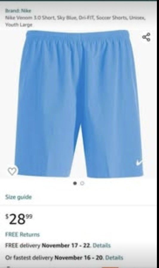 Youth Boys Medium And Large Nike Soccer Shorts 