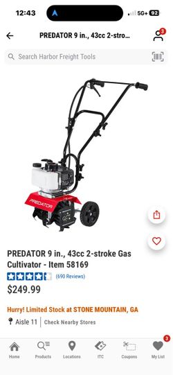 PREDATOR 9 in., 43cc 2-stroke Gas Cultivator