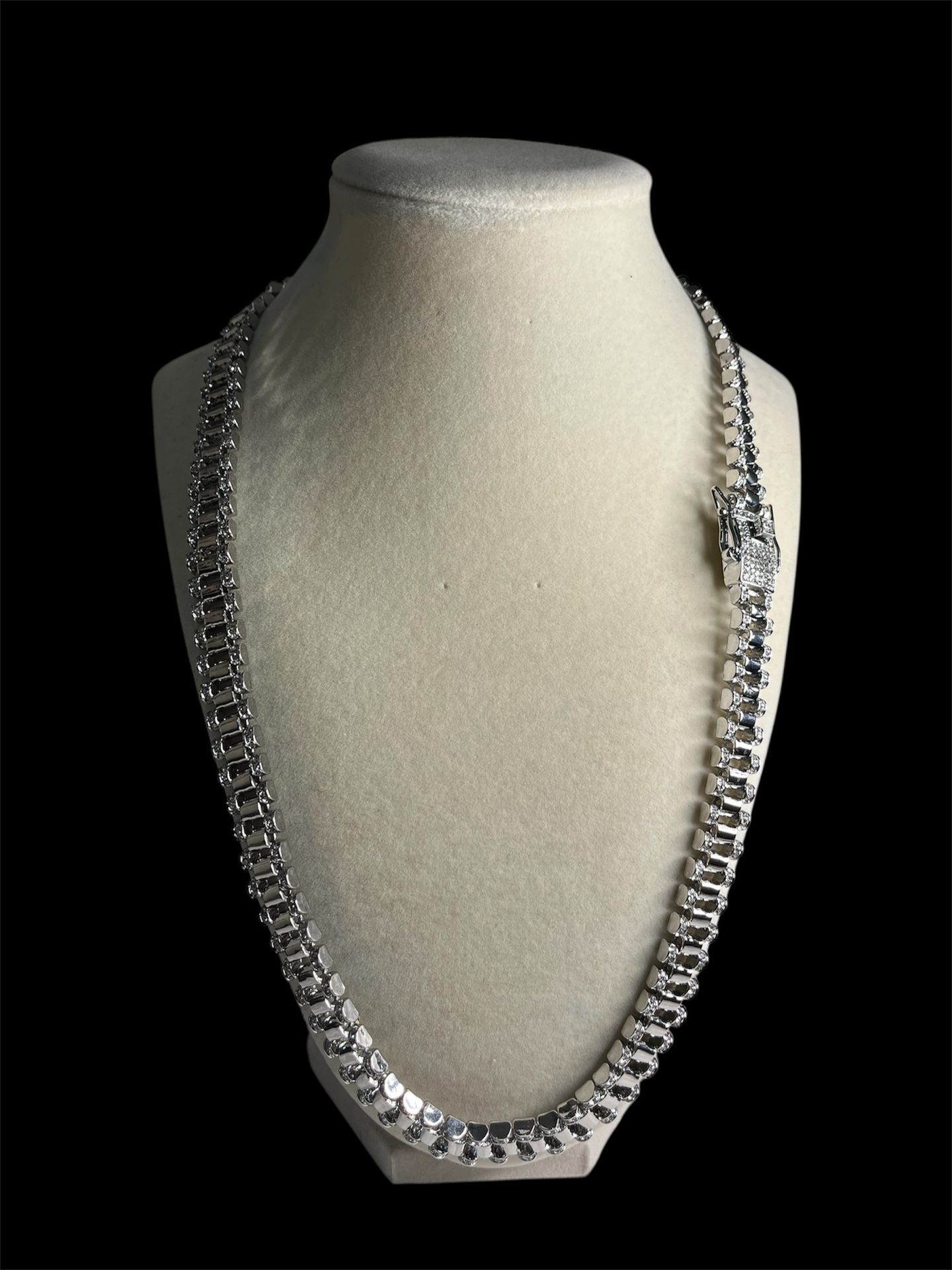 Solid Rolex Link White Gold Filled Chain