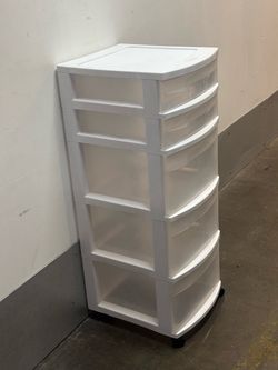 Sterlite 5 drawer white plastic multi-drawer rolling storage cart