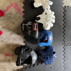 Head Gear And Boxing Gloves