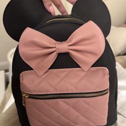 Pink & black mini backpack