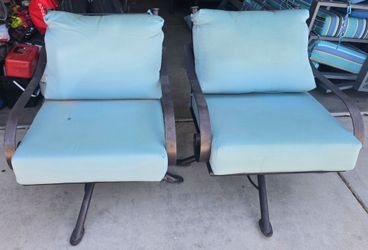 $600 ARIZONA IRON BIG CLUB CHAIRS SWIVEL WITH SUNBRELLA CUSHIONS