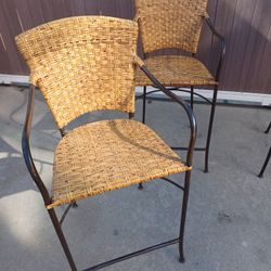 Vintage Crate & Barrel Woven Rattan Counter Bar/stool