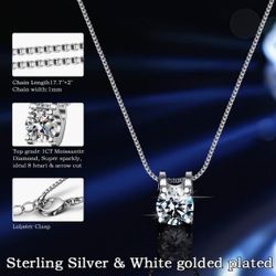 Silver Necklace  Moissanite Pendant