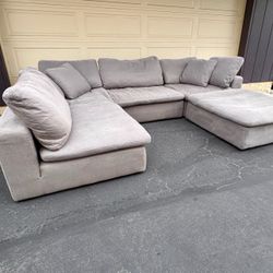 5pc Gray Modular Cloud Couch Sectional Sofa