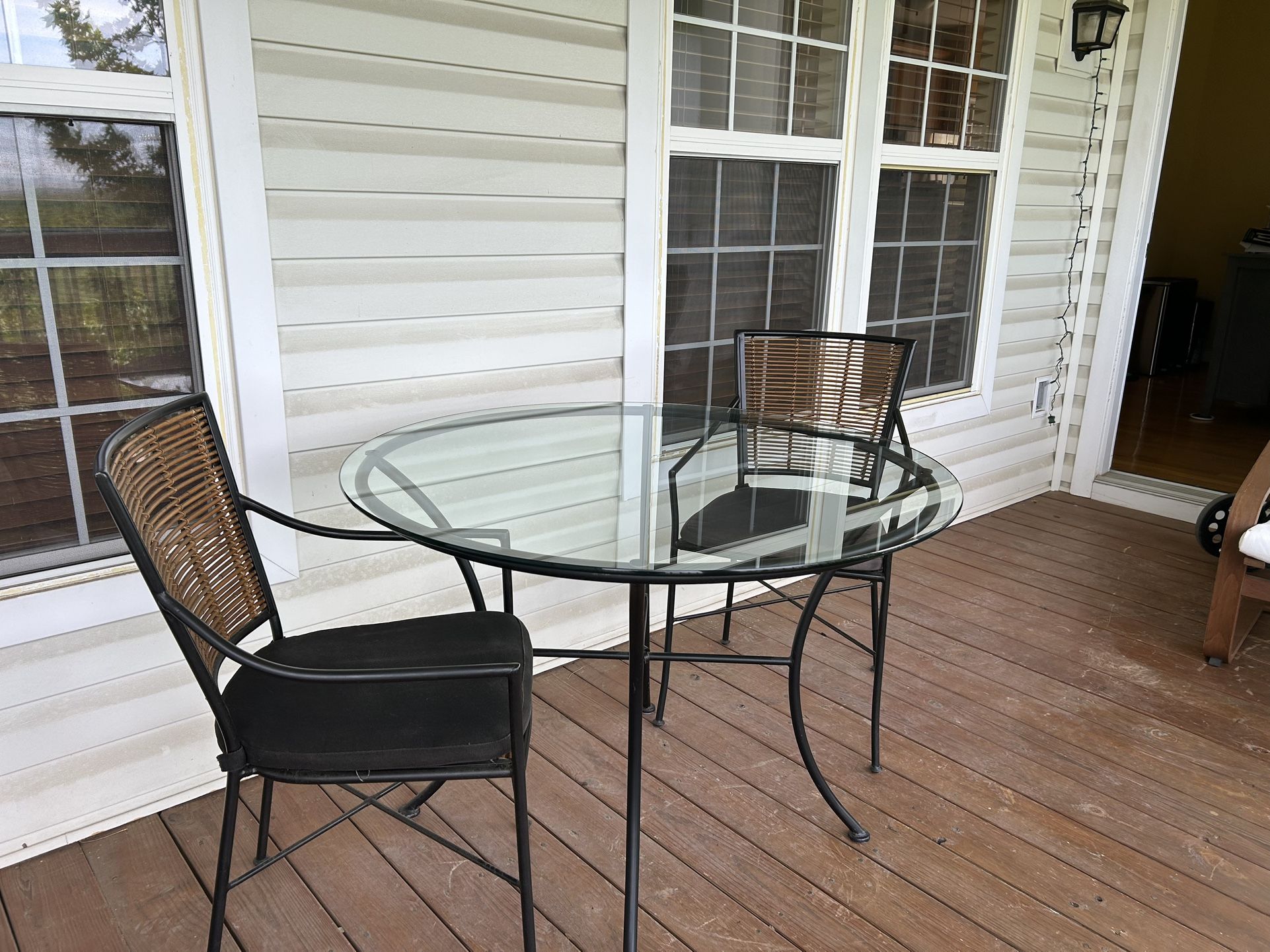 42 Inch Round Glass Dining Table & 2 Chairs